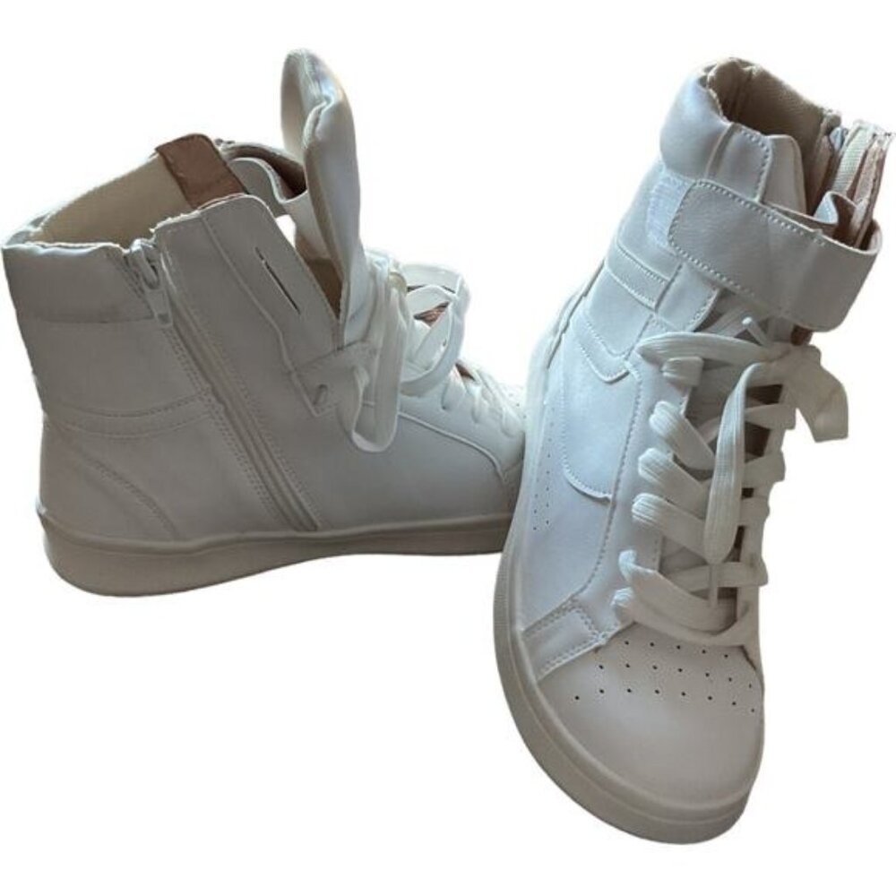 Chase + Chloe White Hightop Lace Hook and Loop and Side Zip Style YAYA-2 Size 6 - Picture 3 of 7